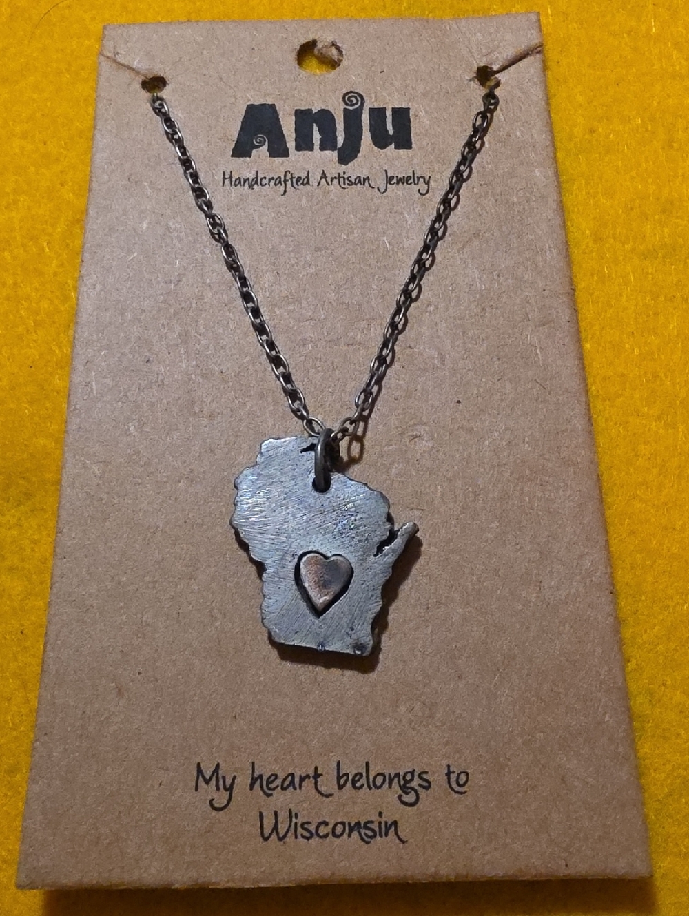 Silver Wisconsin Heart Pendant Necklace